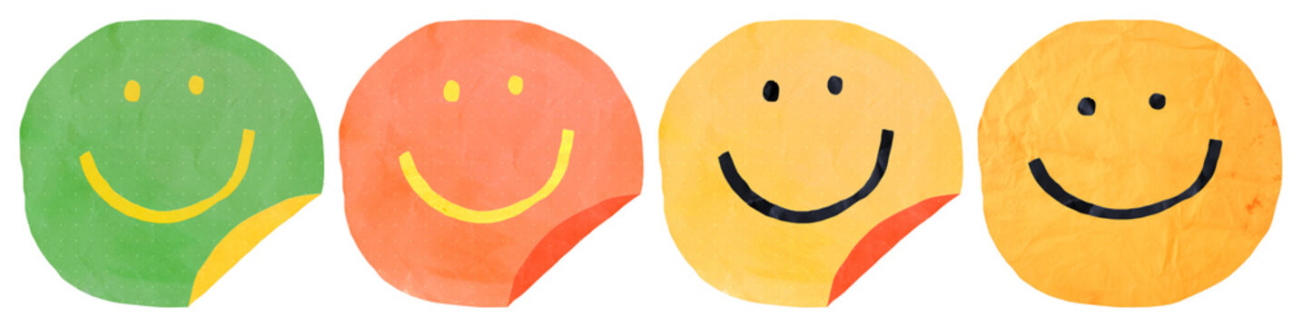 PNG Colorful smiling face stickers element set on transparent background