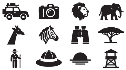 Safari icons, wildlife symbols, animal logos, black silhouette graphics © Muhammad