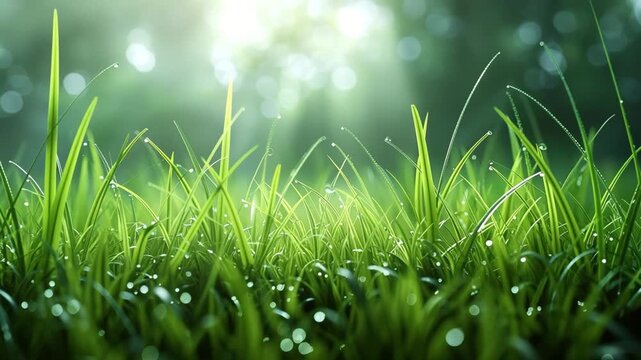 green grass with dew drops
