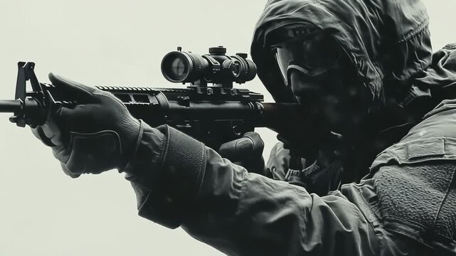 soldier with rifle