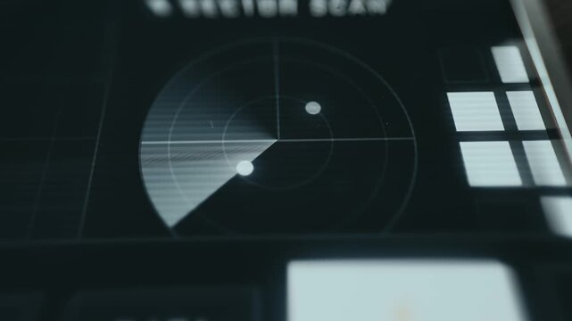 Radar display showing the position of nearby objects