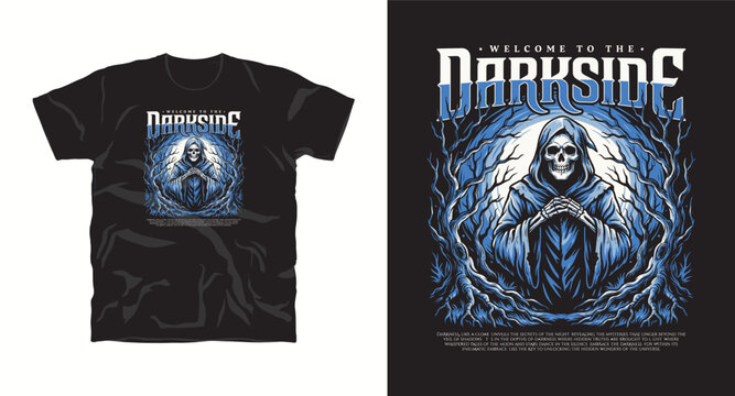 Welcome to the darkside gothic reaper vector illustration for streetwear apparel design.