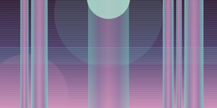 Abstract geometric background with vertical stripes and circular gradient shapes in vector format