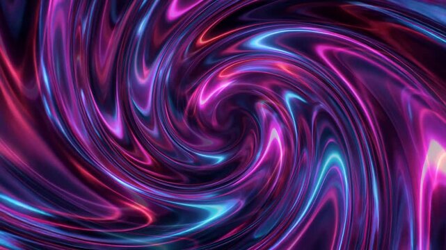 Abstract swirling metallic liquid chrome neon gradient background seamless loop