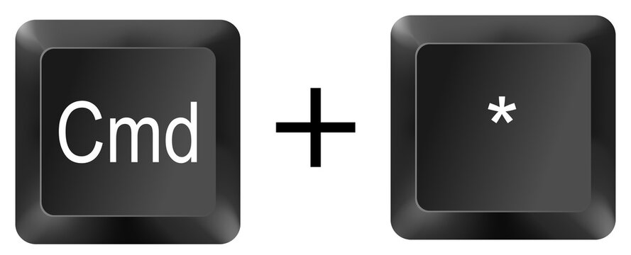 cmd command Asterix computer keyboard shortcut key button 3d icon symbol sign isolated on white background