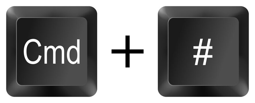 cmd command hash computer keyboard shortcut key button 3d icon symbol sign isolated on white background