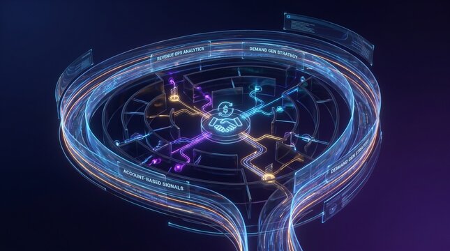 Abstract B2B Dark Funnel Data Visualization for Account Based Marketing Analysis