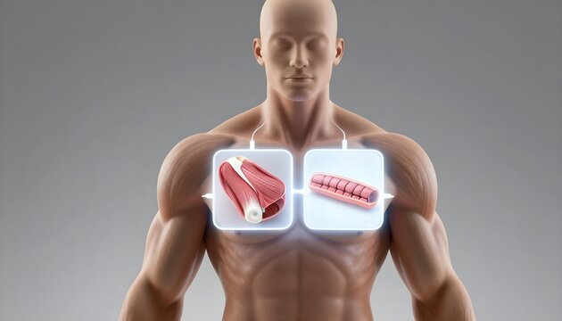 Anatomical illustration of human muscle fibers and structure