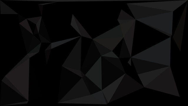 Minimalist dark black geometric background with subtle low poly triangle shapes and texture