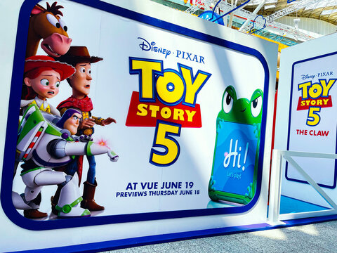 Toy Story 5 Animated Movie, Walt Disney - Pixar Animation Studios Film Theatrical Poster, Vue Westfield Cinema, London, UK - June 2026