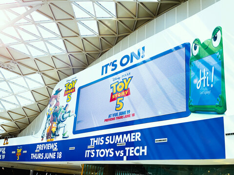 Toy Story 5 Movie, Walt Disney, Pixar Animation Film Poster, Vue Cinema, Westfield White City, Shepherd's Bush, London, UK - July 2026