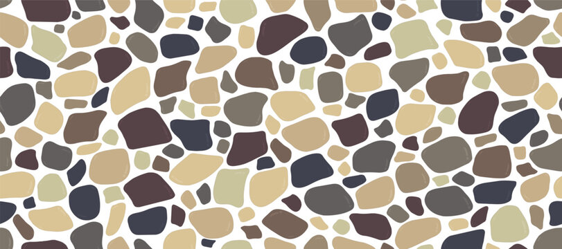 Italian style stone seamless texture. Tile pavement pattern. Rocky floor background. Old rock wall. Vector illustration