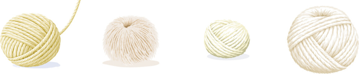 Obraz premium A soft, fluffy skein of beige alpaca yarn is intricately twisted in a realistic yet simplified style against a solid white background