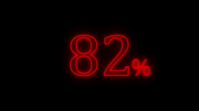 Glowing Red    82 Percent Progress Indicator on Black Background &ndash; Neon Loading Animation
