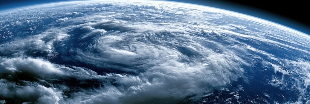 High Detail View of Nord Ocean From Space Showing Swirling Clouds and Water