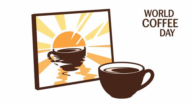 Coffee Cup Illustration with World Coffee Day.