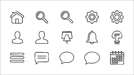 Fototapeta premium Mobile App UI Outline Icons for User Interface Design