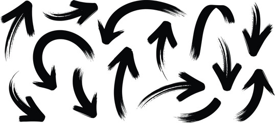 Black Brush Stroke Arrows Collection direction sign © Velixar Design