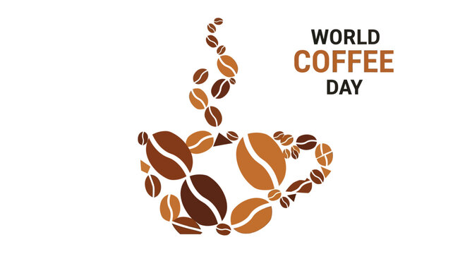Coffee beans forming a cup shape.