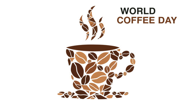 Coffee Cup with Coffee Beans Design.