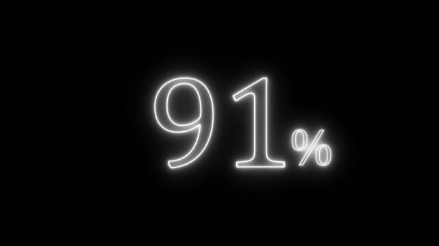 Glowing White  91 Percent Progress Indicator on Black Background &ndash; Neon Loading Animation