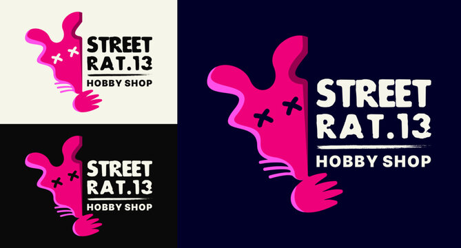 Illustration vector of street rat mascot logo in vibrant graffiti style featuring a playful urban rodent character ideal for hobby shops, toys store, gaming brands and creative communities logo design