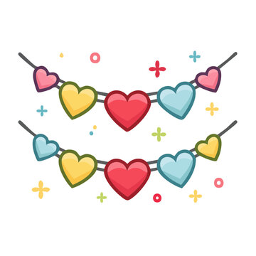 Flat design heart symbols with plus and minus signs