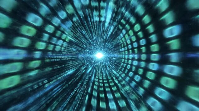 Digital tunnel of binary code streaming.