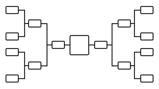 Abstract 32 team tournament bracket championship template with white line animation isolated on white background.