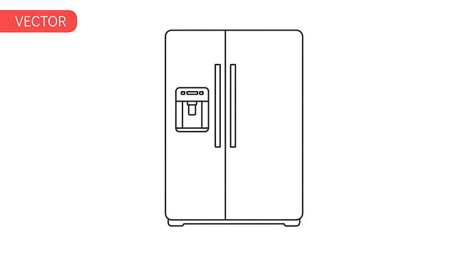 Line icon of a sidebyside refrigerator with water and ice dispenser