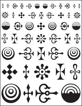 Collection of black and white vintage typographic ornaments dingbats and decorative design elements
