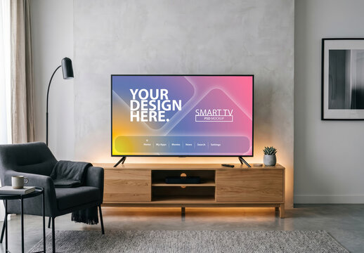 Smart Tv Mockup in living room