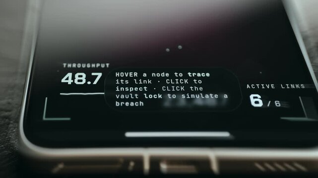 Interface showing a throughput rate and number of active links