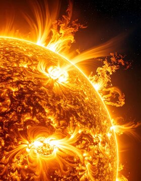 Fiery sun close-up
