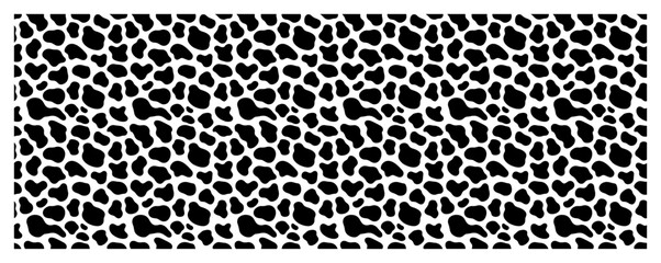 Organic abstract pattern with irregular shapes. Seamless black and white texture inspired by animal skin, cow print or cellular structure for background. © Luka