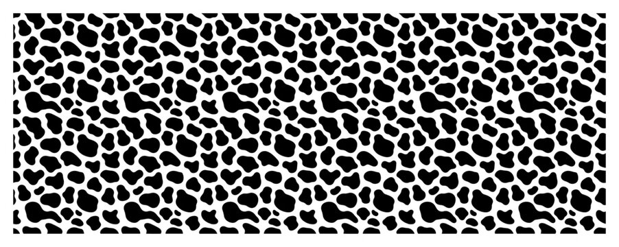 Organic abstract pattern with irregular shapes. Seamless black and white texture inspired by animal skin, cow print or cellular structure for background.