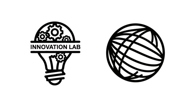 Creative business innovation lab concept with light bulb gear mechanism and global network connection icon innovation creative business technology