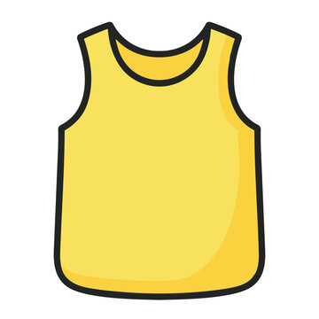 Illustration of a bright yellow tank top shirt with black trim on a white background