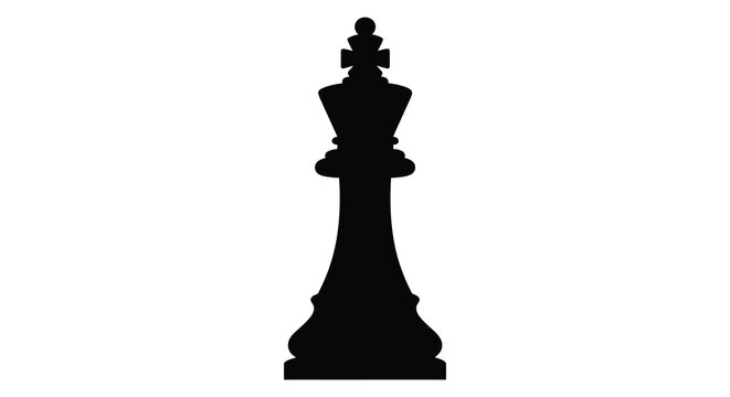 Chess king piece isolated on a white background silhouette