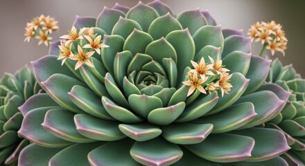 Fototapeta premium Succulent Plant with Blooming Flowers