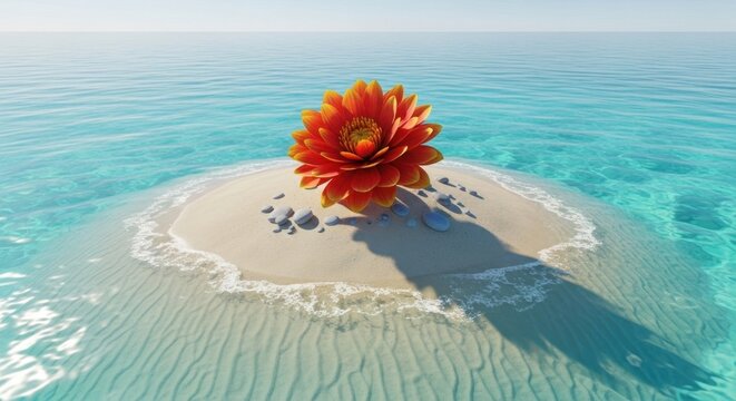 Vibrant Flower on Tropical Island