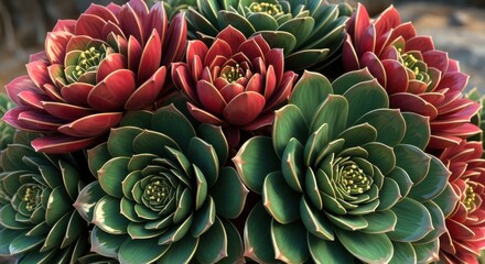 Obraz premium Vibrant Succulent Flowers in Detailed Close-Up