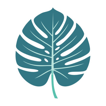 Monstera Leaf Vector Icon on Transparent Background
