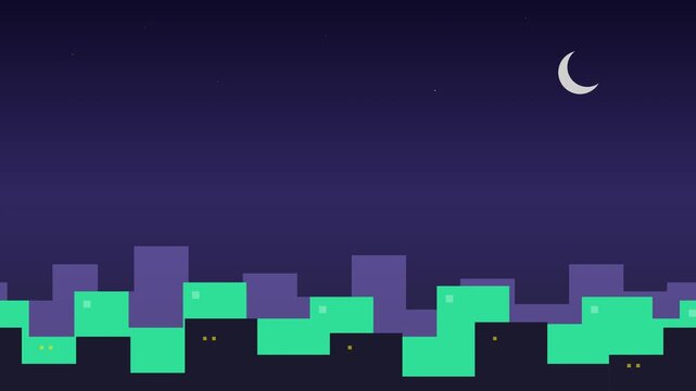 Flat Illustration City Skyline Parallax Vector Loop