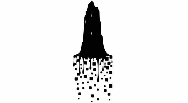 Abstract dark silhouette dissolving into digital squares, representing data loss or transformation.