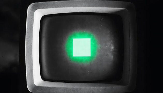 Retro Computer Monitor Displaying a Green Square (42