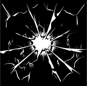 Cartoon Energy Shockwave Illustration with Sharp Black Rays and Explosive Motion Lines