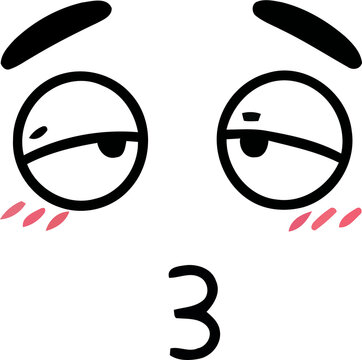 Cute cartoon face with blushing cheeks and a kissy face expression