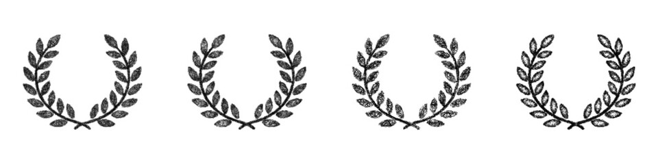 Obraz premium Monochrome sketch laurel wreath icon design set