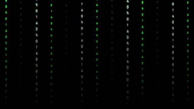 futuristic matrix reloaded green symbol rain vector loop